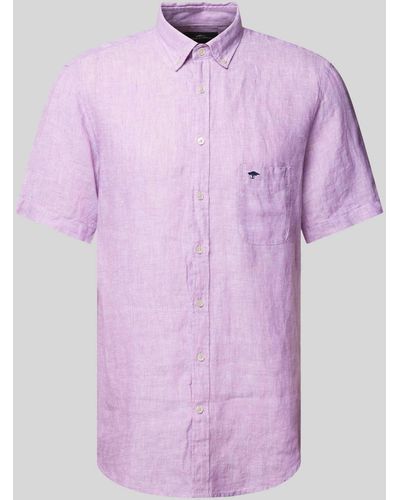 Fynch-Hatton Freizeithemd aus Leinen mit Button-Down-Kragen Modell 'Summer' - Pink