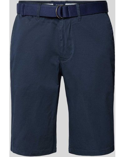 Christian Berg Men Slim Fit Chino-Shorts mit Gürtel - Blau