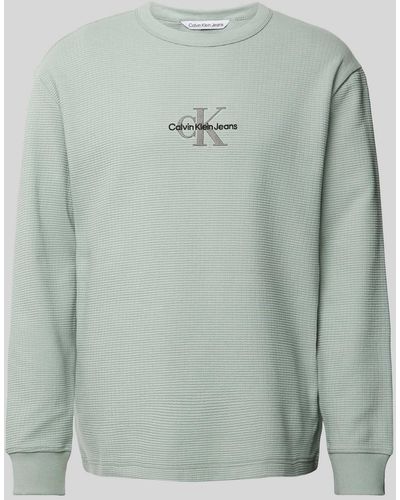 Calvin Klein Longsleeve mit Label-Stitching - Grün