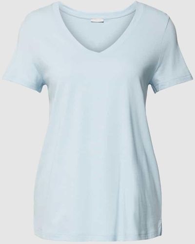 Hanro Pyjama-Oberteil mit V-Ausschnitt Modell 'Sleep&Lounge' - Blau