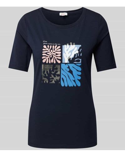 S.oliver T-Shirt mit Rundhalsausschnitt Modell 'Wechsel' - Blau
