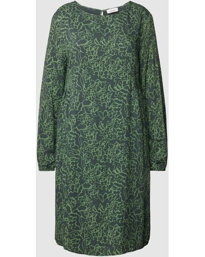 S.oliver Knielanges Kleid mit Allover-Muster - Grün