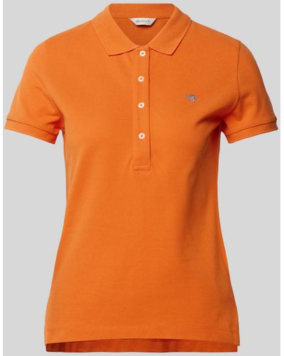 GANT Slim Fit Poloshirt mit Label-Stitching - Orange