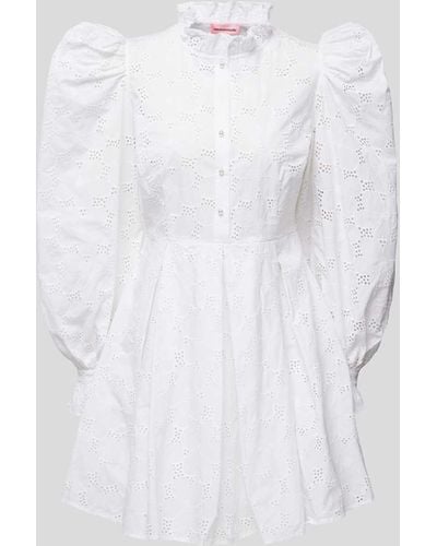 Custommade• Hemdblusenkleid mit Lochmuster - Weiß