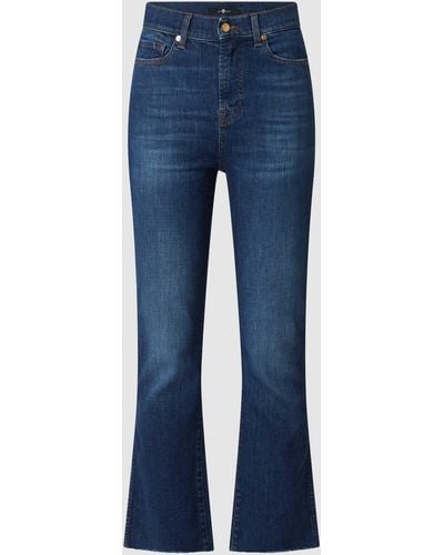 7 For All Mankind Cropped Bootcut Jeans Met Stretch - Blauw