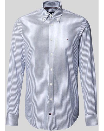 Tommy Hilfiger Slim Fit Business-Hemd mit Button-Down-Kragen Modell 'ROYAL' - Blau