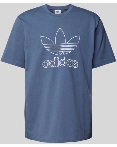 adidas Originals T-shirt Met Labelstitching - Blauw