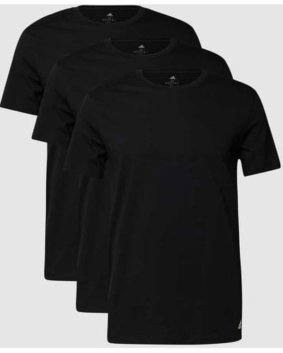 adidas T-Shirt mit Label-Print im 3er-Pack - Schwarz