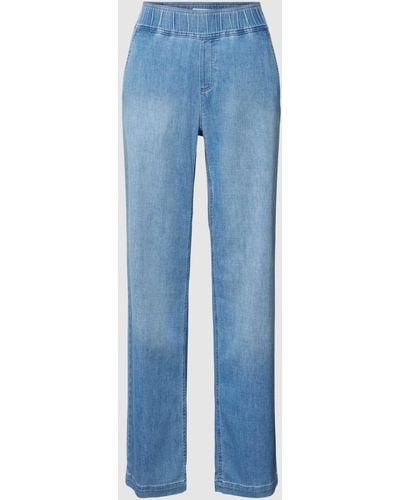 Brax Wide Leg Jeans Met Elastische Band - Blauw