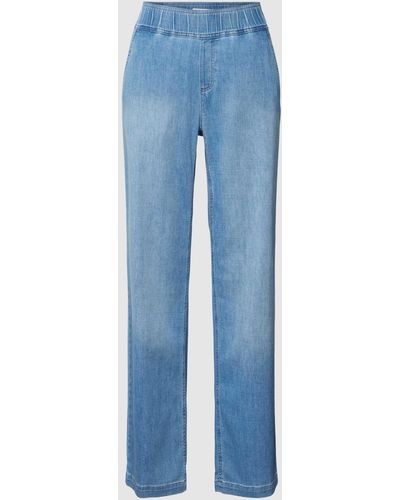 Brax Wide Leg Jeans Met Elastische Band - Blauw