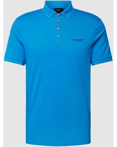 Armani Exchange Poloshirt Met Labelprint - Blauw