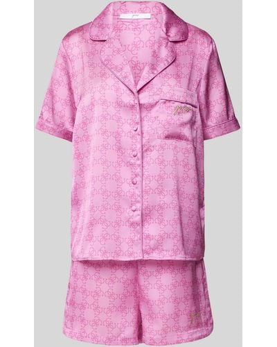 Guess Pyjama Met All-over Labelprint - Roze