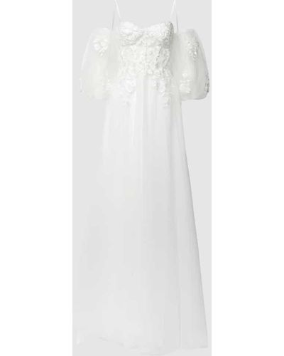 Luxuar Brautkleid mit floralem Spitzenbesatz - Weiß