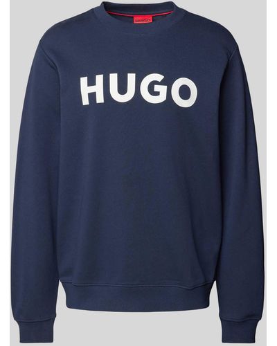 HUGO Sweatshirt mit Label-Detail Modell 'Dem' - Blau