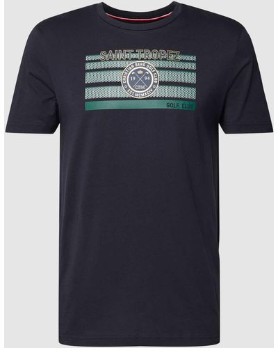 Christian Berg Men T-shirt Met Labelprint - Blauw