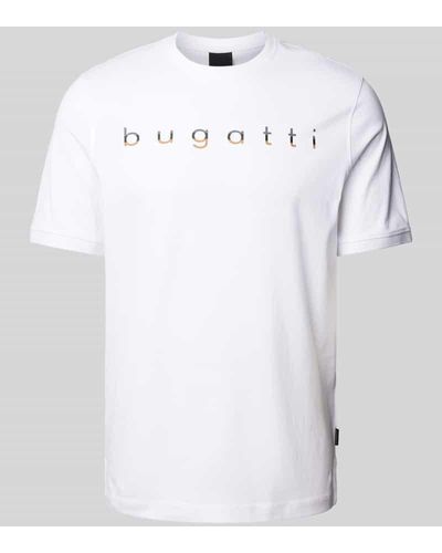Bugatti T-Shirt mit Logo-Print - Weiß