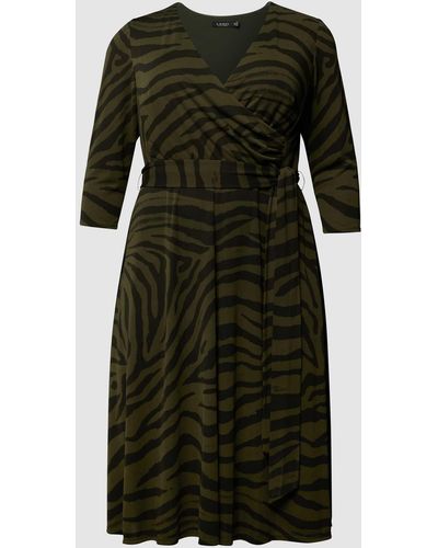 Ralph Lauren Plus Size Midi-jurk Met All-over Dierenprint - Zwart