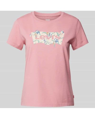 Levi's T-Shirt mit Label-Print und Rundhalsausschnitt - Pink