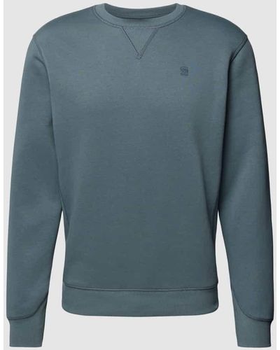 G-Star RAW Sweatshirt mit Logo-Stitching Modell 'Premium' - Blau