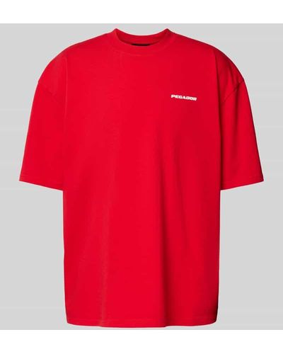 PEGADOR Oversized T-Shirt mit Label-Print - Rot