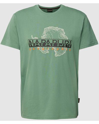 Napapijri T-shirt Met Labelprint En Ronde Hals - Groen