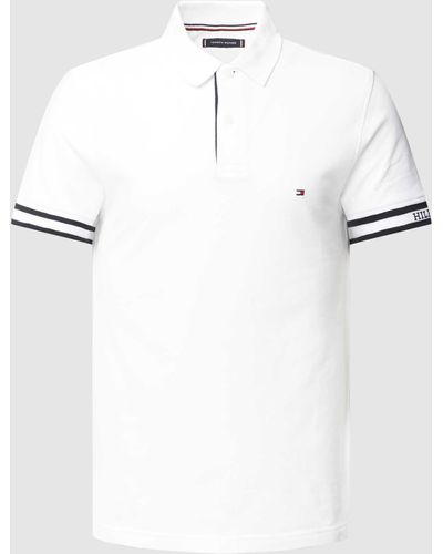 Tommy Hilfiger Slim Fit Poloshirt Met Logostitching - Wit