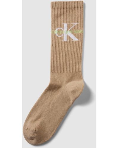 Calvin Klein Socken mit Label-Print Modell 'SOCK' - Natur