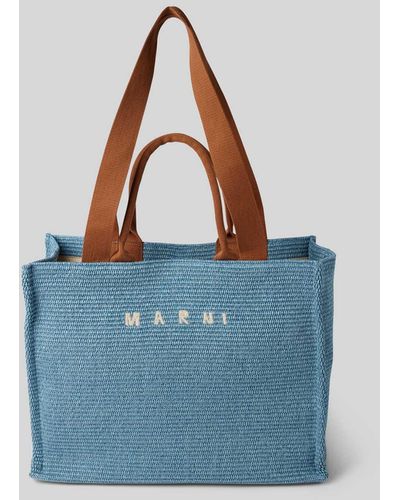 Marni Strandtasche mit Label-Stitching - Blau