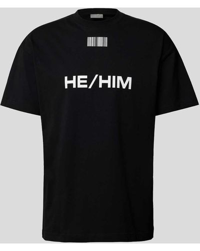 VTMNTS T-Shirt mit Motiv- und Statement-Print - Schwarz