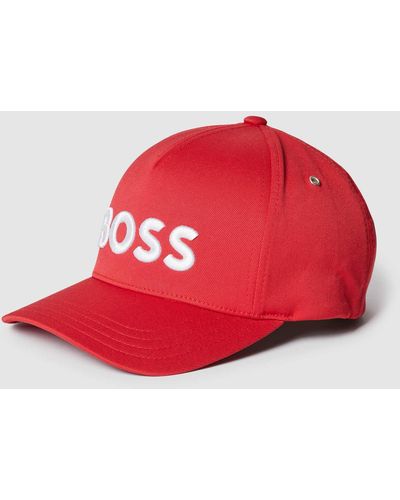 BOSS Cap mit Label-Stitching Modell 'Sevile-Iconic' - Rot