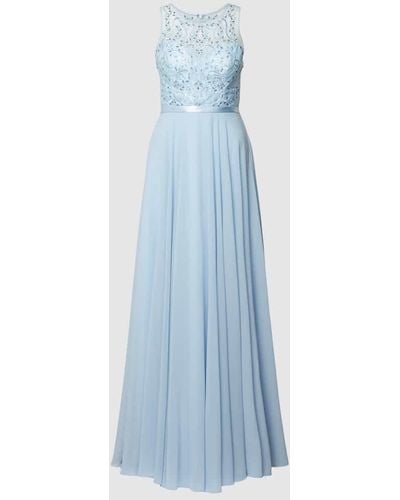 Luxuar Abendkleid mit Strasssteinbesatz - Blau