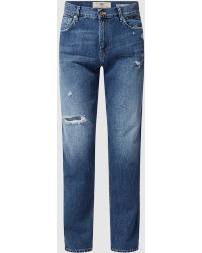 Replay Relaxed Tapered Fit Jeans Van Katoen - Blauw
