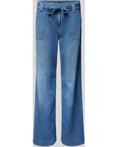 M·a·c Straight Leg Jeans mit Bindegürtel Modell 'Sienna' - Blau