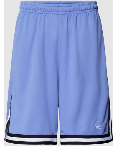 Karlkani Regular Fit Shorts mit Label-Stitching - Blau