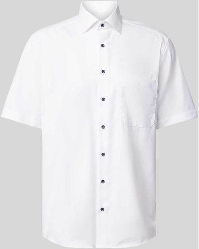 Eterna Comfort Fit Zakelijk Overhemd Met Borstzak - Wit