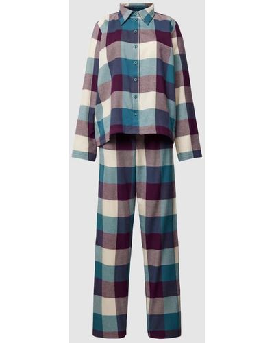 Schiesser Pyjama mit Vichy-Karo - Blau