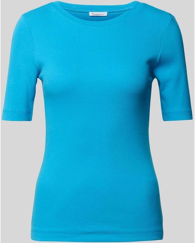 Knowledge Cotton T-Shirt mit Rundhalsausschnitt - Blau