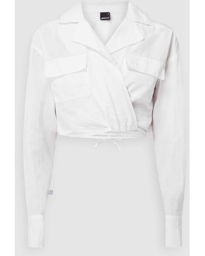Gina Tricot Cropped Bluse mit Schnürung Modell 'Della' - Weiß
