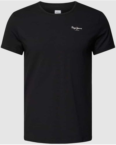 Pepe Jeans T-Shirt mit Label-Print im 2er-Pack - Schwarz