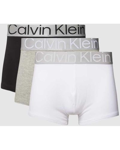 Calvin Klein Trunks mit elastischem Logo-Bund im 3er-Pack - Weiß