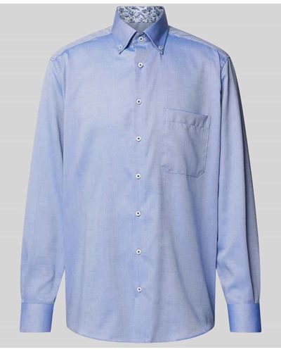 Eterna Comfort Fit Business-Hemd mit Button-Down-Kragen - Blau