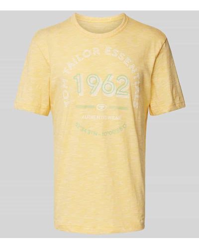 Tom Tailor T-Shirt mit Label-Print - Gelb