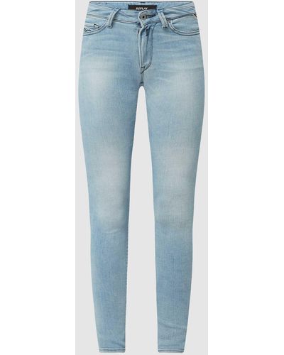 Replay Skinny Fit Jeans Met Stretch - Blauw