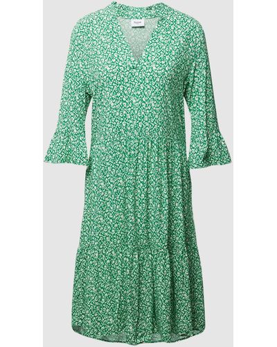 Saint Tropez Knielanges Kleid mit Allover-Muster Modell 'EDDA' - Grün