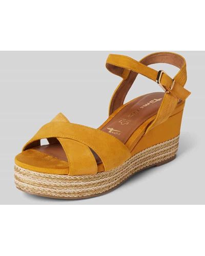 Tamaris Lederwedges in Flecht-Optik - Orange