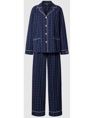 Lauren by Ralph Lauren Pyjama mit Karomuster - Blau