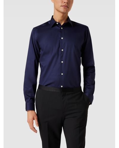 Eton Slim Fit Zakelijk Overhemd Met Kentkraag - Blauw