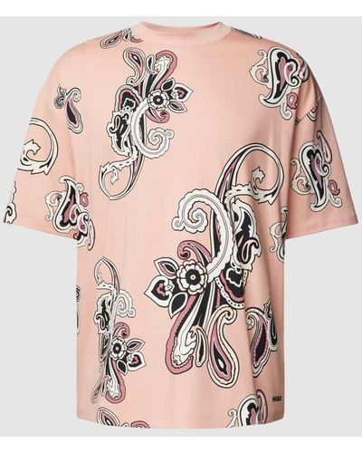 HUGO T-Shirt mit Allover-Print Modell 'Dackenzie' - Pink