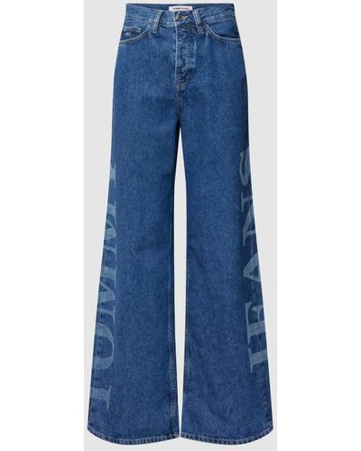 Tommy Hilfiger Wide Leg Jeans mit Label-Patch - Blau