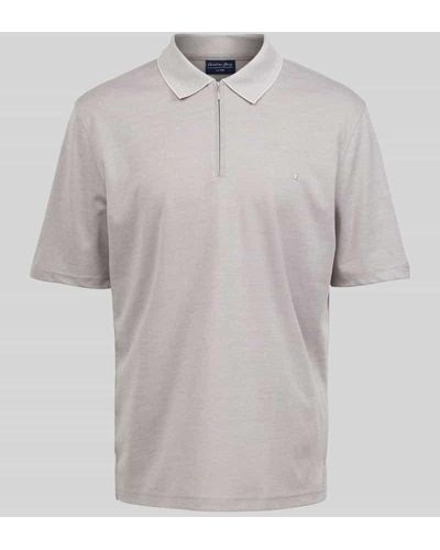 Christian Berg Men Regular Fit Poloshirt mit Logo-Stitching - Weiß
